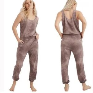 Aerie Brown/Tan Tie-dyed Sleeveless Jumpsuit Women's Size L